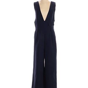 Cartonnier Navy Deep-V Wide-Leg Jumpsuit